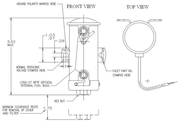 Pompa Universale FACET Gold-Flo 12V – 0,48 BAR, 163 LT/ORA (Raccordi 1/8-27 INT)